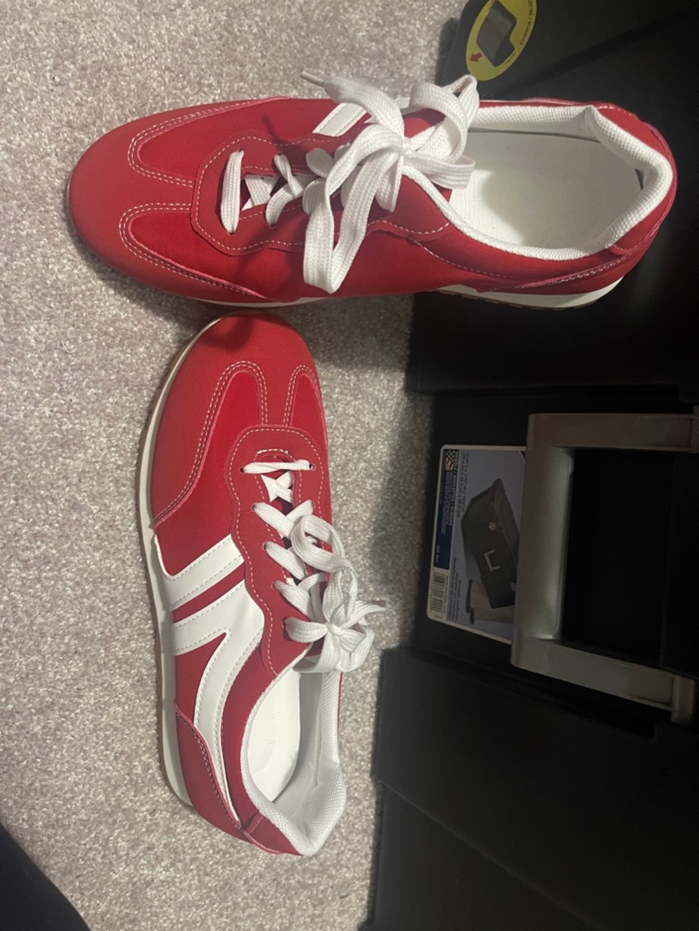 Red and White Casual Lace-Up Sneakers